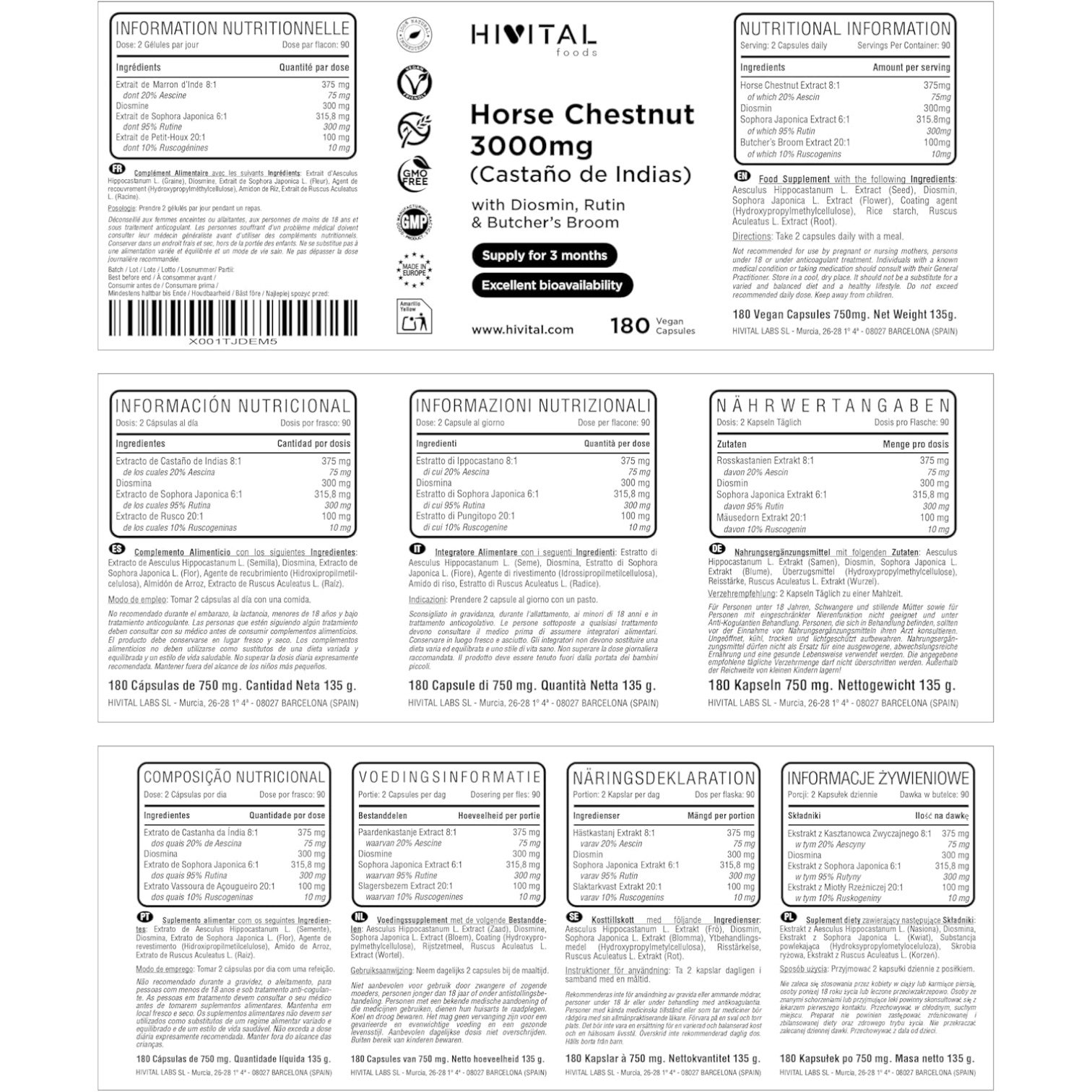 Castaño de Indias Hivital 180 cápsulas - Imagen 2