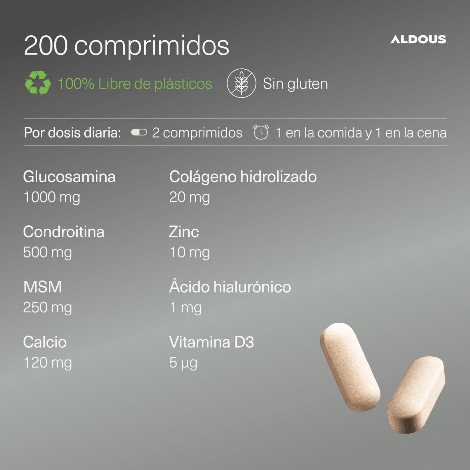 Glucosamina, Condroitina, MSM, Aldous Bio - Imagen 2