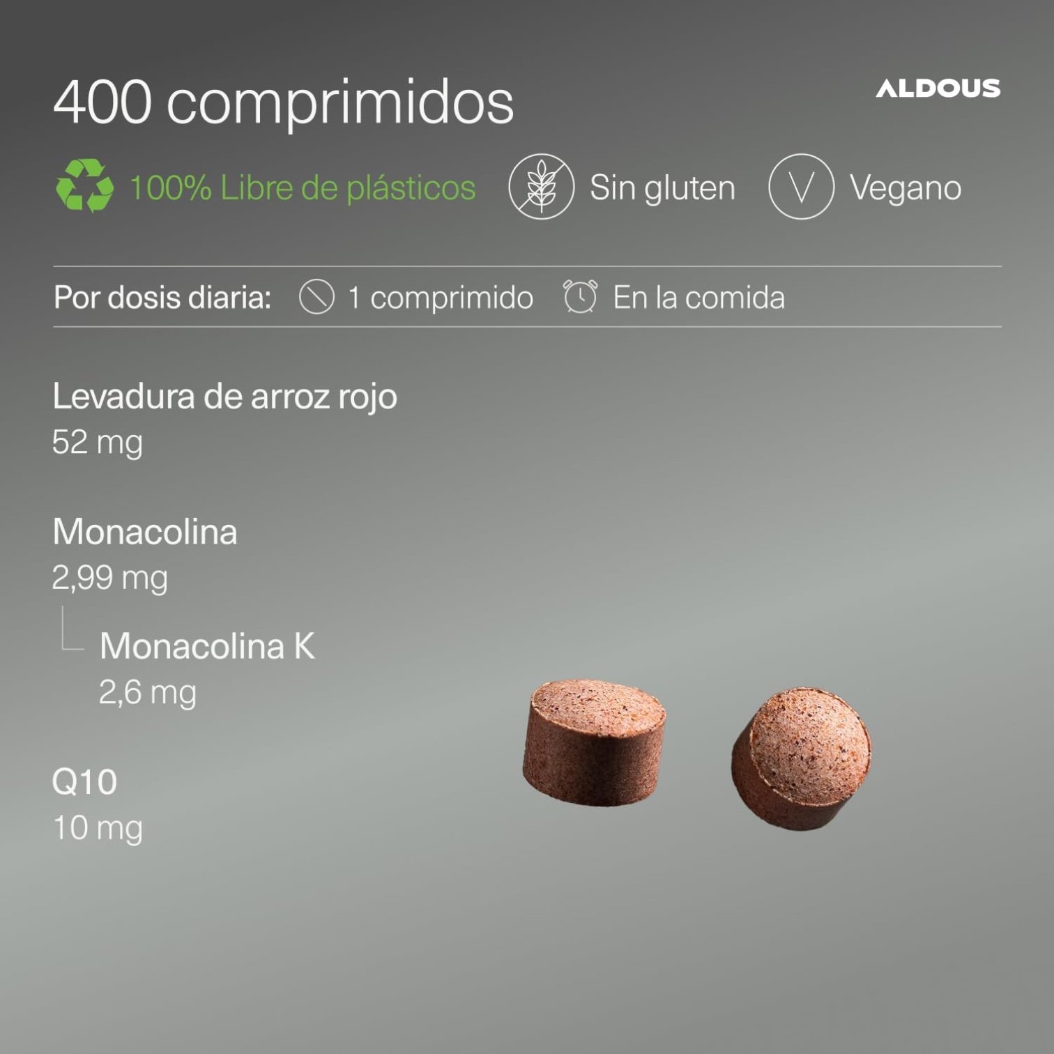Levadura de Arroz Rojo y Coenzima Q10 Aldous Bio - Imagen 2