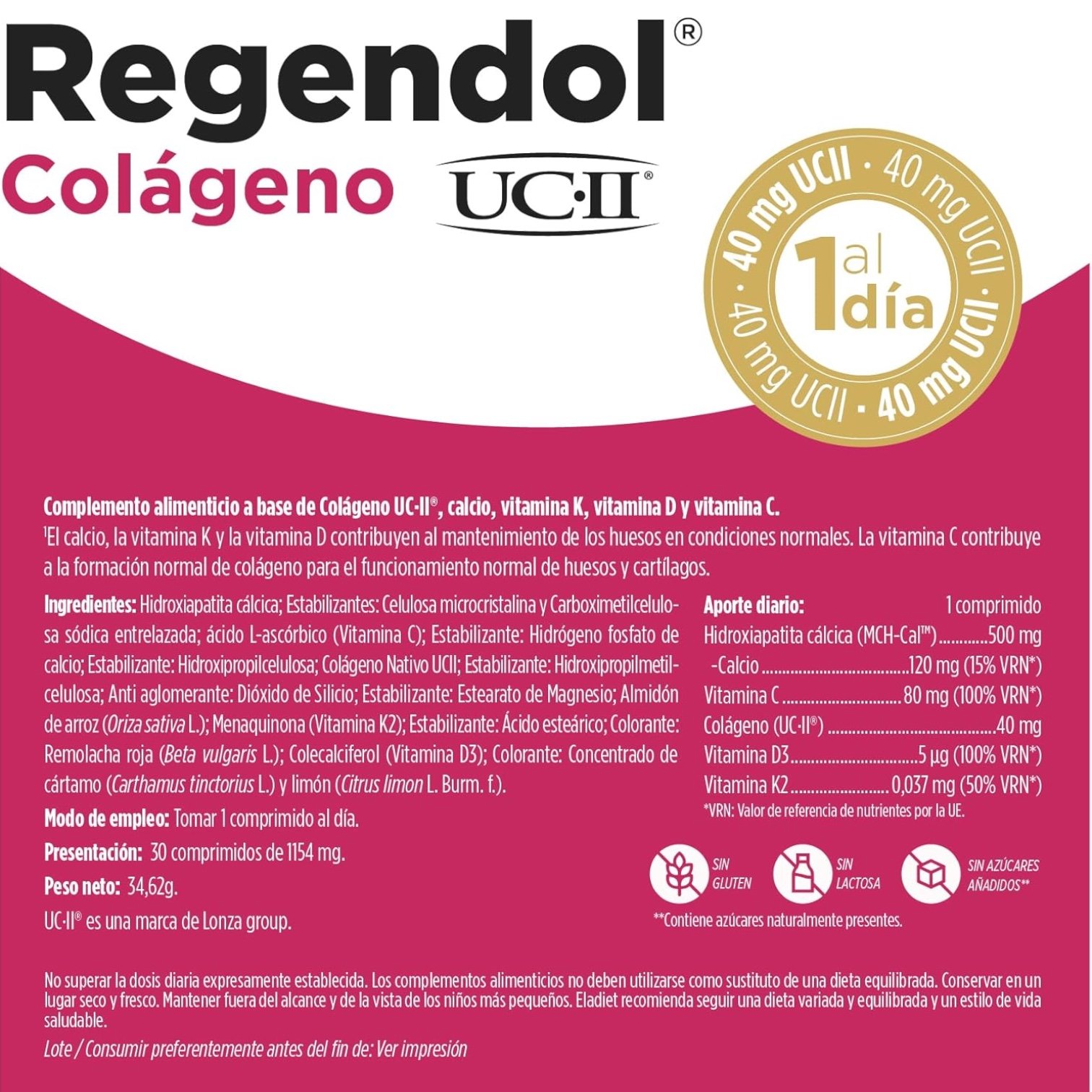 Regendol Colageno UC II Eladiet - Imagen 2