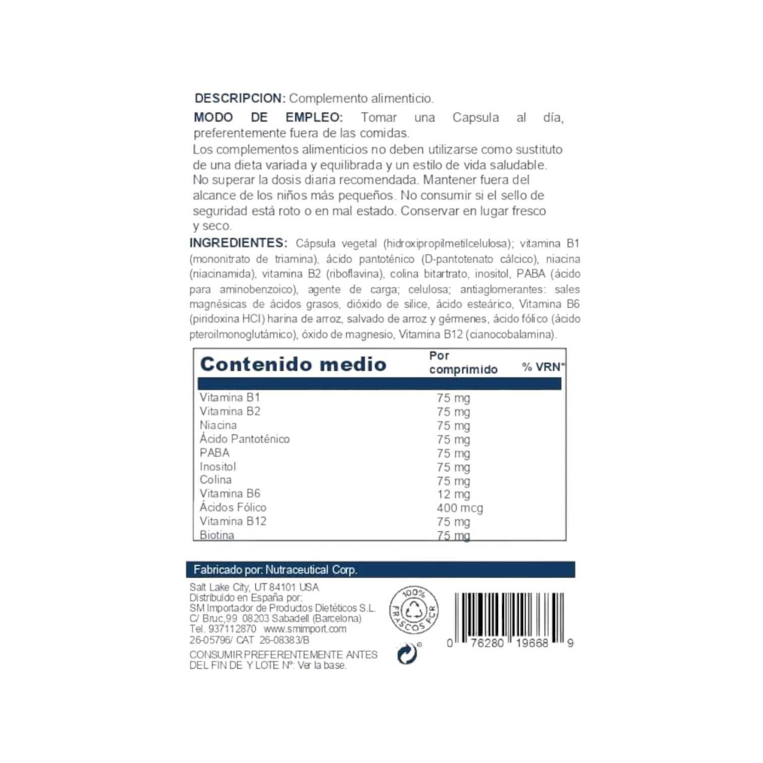 Vitamin B Complex Solaray - Imagen 2