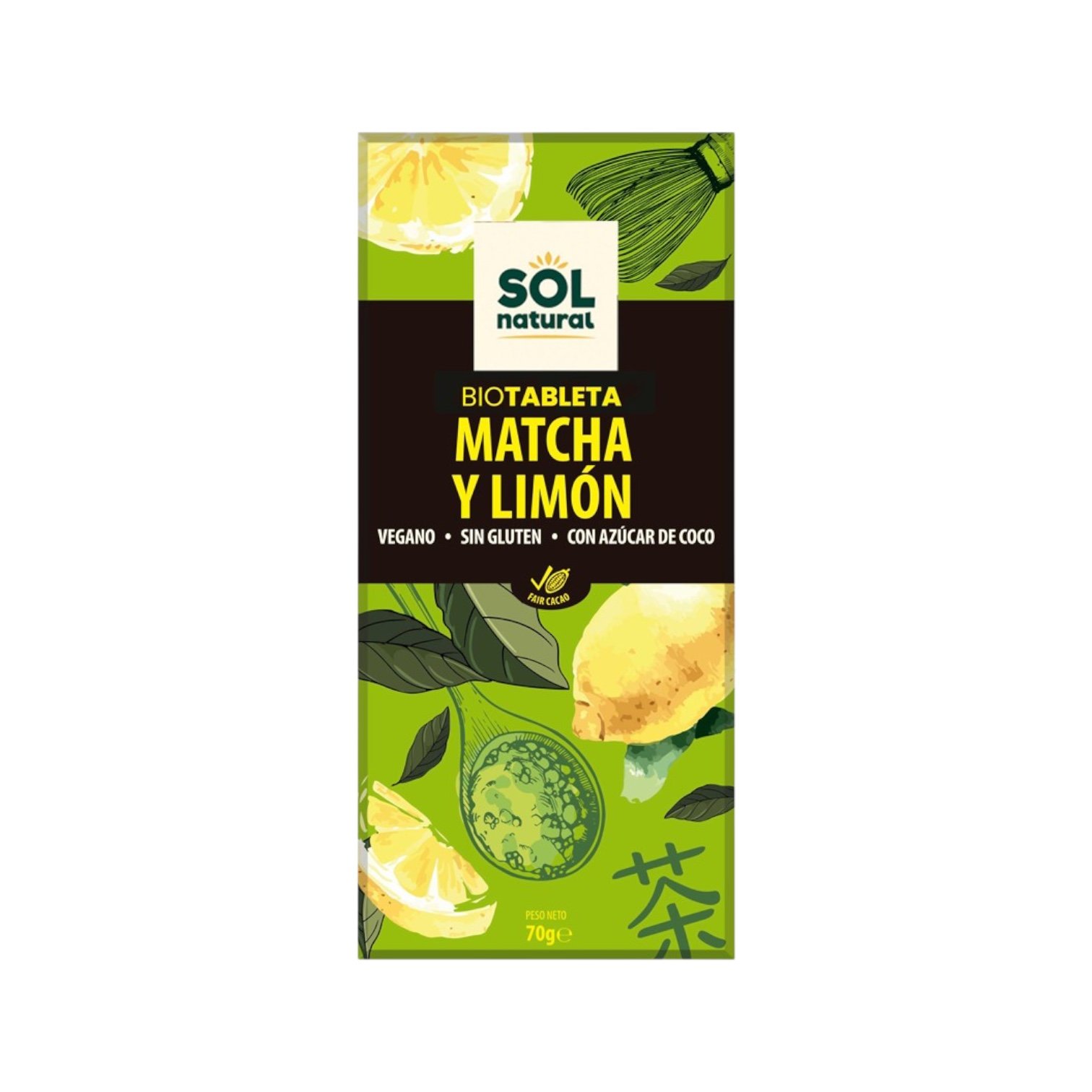 Chocolate Matcha y Limón Bio Vegan Sol Natural