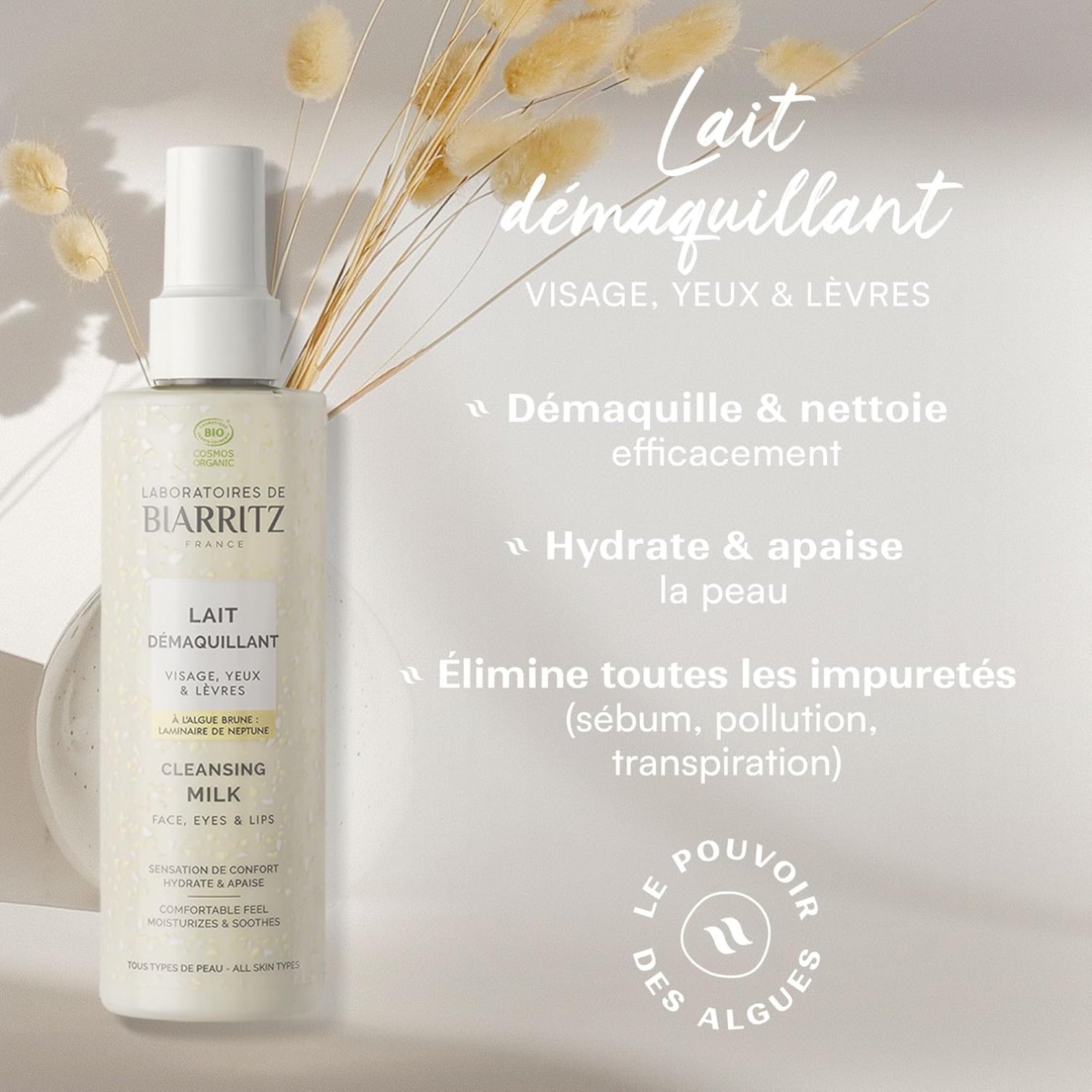 Biarritz Leche Limpiadora Desmaquillante Bio Cara Ojos Labios 200 ml - Imagen 2